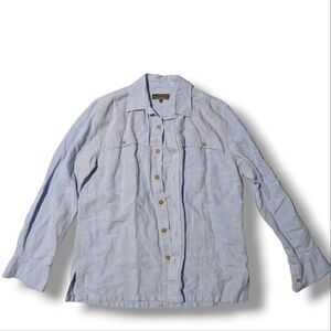 J.l. Powell Men's Cotton Linen‎ Blend Button Down Size Medium